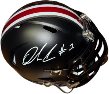 Quinshon Judkins Autographed Ohio State Buckeyes Black Speed Mini Helmet #1- Primetime Witnessed Holo-Powers Sports Memorabilia