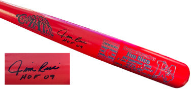 Jim Rice Autographed Cooperstown Red Bat w/Engraved HOF Logo & Boston Strongboy Stats HOF 09- 5 Star Authentic-Powers Sports Memorabilia
