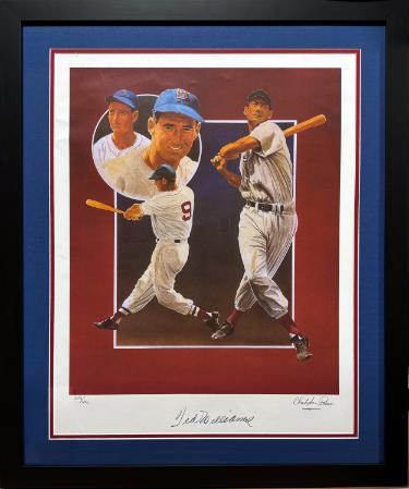 Ted Williams Autographed 1998 The Splendid Splinter 18x24 Fine Art Lithograph/Print Paluso/406 Custom Framing-Beckett (HOF/Red Sox)-Powers Sports Memorabilia