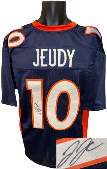 Jerry Jeudy Autographed Denver Navy Custom Stitched Pro Style Football Jersey- 5 Star Authentic-Powers Sports Memorabilia