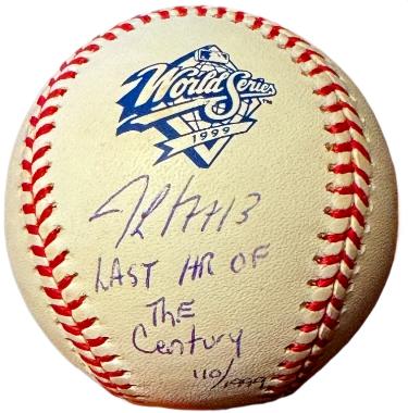 Jim Leyritz Autographed Rawlings Official 1999 World Series Logo Baseball Last HR of the Century- Goldin Holo (New York Yankees)-Powers Sports Memorabilia