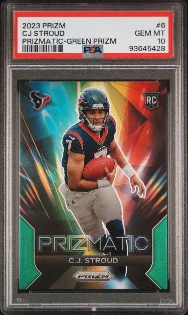 CJ/C.J. Stroud 2023 Panini Prizm Prizmatic Green RC Card #6-PSA Graded 10 Gem Mint (Houston Texans)-Powers Sports Memorabilia