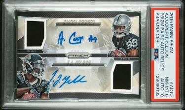 Amari Cooper/T.J. Yeldon 2015 Panini Prizm Auto/Relic Card #ACTJ- 15/25- PSA Graded 8 NM-MT/10 Autograph (Raiders/Jaguars)-Powers Sports Memorabilia