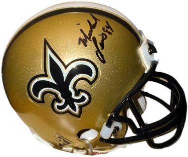 Michael Lewis Autographed New Orleans Saints Riddell Mini Helmet #84- COA-Powers Sports Memorabilia