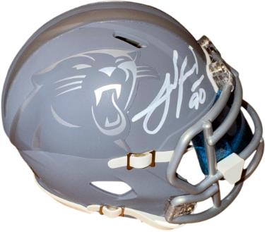 Julius Peppers Autographed Carolina Panthers Riddell Slate Speed Mini Helmet w/ Visor- Beckett Witnessed-Powers Sports Memorabilia