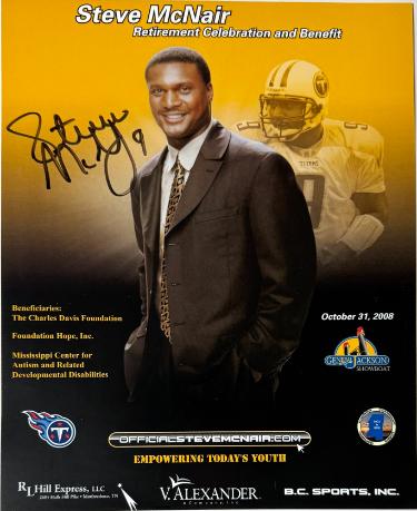 Steve McNair Autographed 2008 Retirement Celebration Benefit /Titans 8x10 Photo- Beckett Review - CTBL_044842-Powers Sports Memorabilia