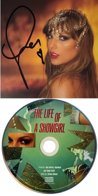 Taylor Swift 2025 The Life of a Showgirl CD Autographed 4.75 Inch X 4.75 Inch Photo Art Card #1 w/ Heart- Beckett Review - CTBL_044844-Powers Sports Memorabilia