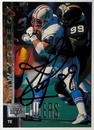 Frank Wycheck Autographed 1997 Upper Deck On Card Auto #203- COA (Oilers/Titans)-Powers Sports Memorabilia