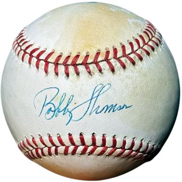 Bobby Thomson Autographed Rawlings Official RONL National League Baseball toned- COA (Giants/Shot Heard 'Round the World)-Powers Sports Memorabilia