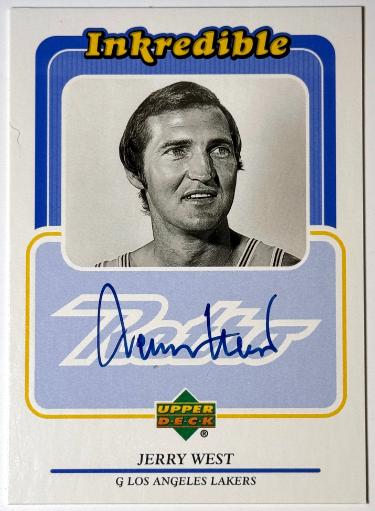 Jerry West Autographed 1999-00 Upper Deck Inkredible On Card Auto #JW (Los Angeles Lakers/HOF)-Powers Sports Memorabilia