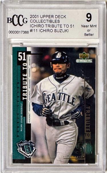 Ichiro Suzuki 2001 Upper Deck Tribute To 51 Rookie RC #I11- BCCG Graded 9 NM or Better (Seattle Mariners)-Powers Sports Memorabilia