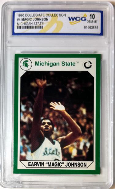 Magic Johnson 1990 Collegiate Collection Michigan State #4- WCG Graded 10 Gem Mint-Powers Sports Memorabilia