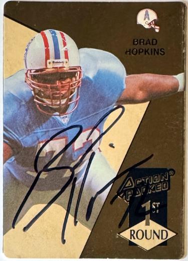 Brad Hopkins Autographed 1993 Action Packed Rookie On Card Auto #175- COA (Houston Oilers/Titans)-Powers Sports Memorabilia