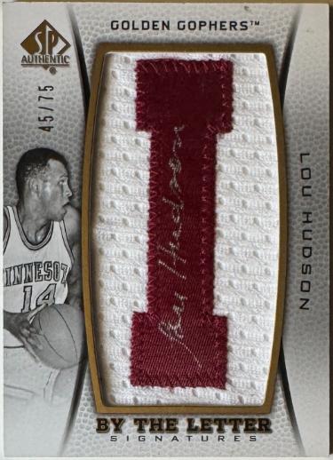 Lou Hudson Autographed 2012-13 SP Authentic By the Letter On Patch Auto # BL-LH- /75- Minnesota Golden Gophers-Powers Sports Memorabilia