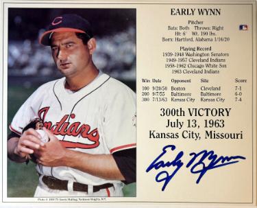 Early Wynn Autographed Cleveland MLB Licensed 300th Victory 8x10 Photo/Card- Tuff Stuff COA/Show Ticket - CTBL_044980-Powers Sports Memorabilia