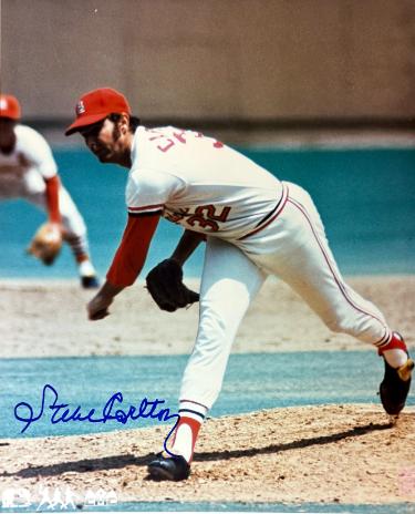 Steve Carlton Autographed St. Louis Cardinals MLB Licensed 8x10 Photo- COA (HOF/4X CY/Lefty)-Powers Sports Memorabilia