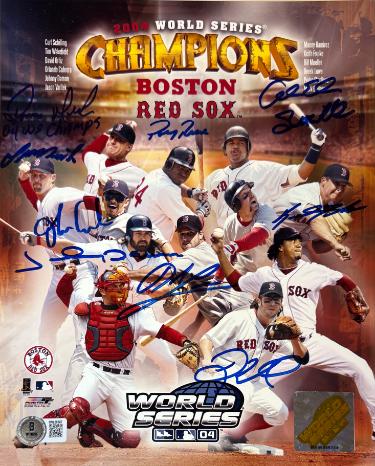 2004 Boston Red Sox World Series Champions 8X10 Team Autographed MLB Photo-11 sigs-Beckett (Damon/Francona/Foulke)-Powers Sports Memorabilia