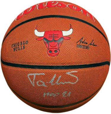 Toni Kukoc Autographed Chicago Bulls Logo Wilson NBA Composite Basketball w/ HOF 21- Schwartz Holo-Powers Sports Memorabilia