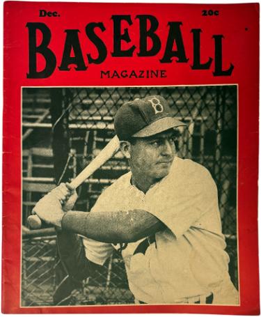 1941 Baseball Magazine December Brooklyn Dodgers Bill Herman /Yankees Phil Rizzuto/Red Sox Ted Williams- Excellent-Powers Sports Memorabilia