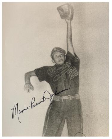 Mamie Johnson Autographed Indianapolis Clowns Negro League Vintage B&W 8x10 Photo Peanut imperfect- COA/Show Ticket-Powers Sports Memorabilia