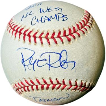 Ryan Roberts Autographed Rawlings Official American League Baseball dual TATMAN/2011 NL West Champs- COA-Powers Sports Memorabilia