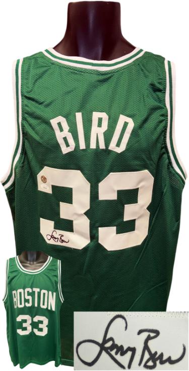 Larry Bird Autographed Boston Green TB Custom Stitched Pro Style Basketball Jersey XL- JSA/Bird Hologram-Powers Sports Memorabilia