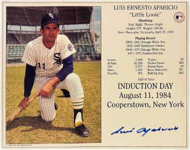 Luis Aparicio Autographed Chicago White Sox MLB Licensed Hall of Fame Induction Day 8x10 Photo/Card- COA - CTBL_045042-Powers Sports Memorabilia