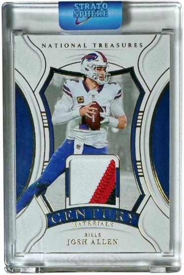 Josh Allen 2024 National Treasures Century Materials 3 Color Patch Gold Card- /49 (Buffalo Bills)-Powers Sports Memorabilia