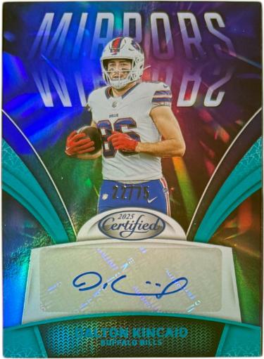Dalton Kincaid Autographed 2025 Panini Certified Teal Mirrors Auto Card- /75- #MS-DKI (Buffalo Bills)-Powers Sports Memorabilia