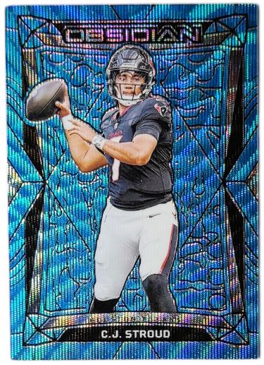 CJ/C.J. Stroud 2024 Panini Obsidian International Blue Wave Card #77 (Houston Texans)-Powers Sports Memorabilia