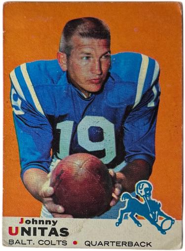 Johnny Unitas 1969 Topps NFL Football Card #25 (Baltimore Colts/HOF)-Powers Sports Memorabilia