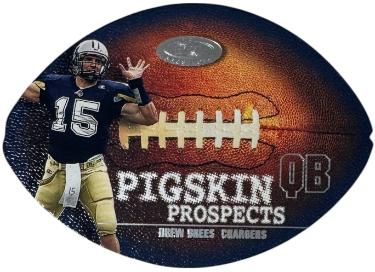 Drew Brees 2001 Fleer Hot Prospects Pigskin Prospects Die Cut Rookie Card (RC) #1 (Purdue/Chargers)-Powers Sports Memorabilia