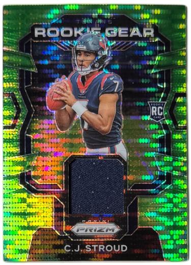 CJ/C.J. Stroud 2023 Panini Prizm Rookie Gear Neon Green Pulsar Card #RG-CJS (Houston Texans)-Powers Sports Memorabilia