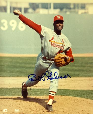 Bob Gibson Autographed St. Louis Cardinals MLB Licensed 8x10 Photo minor dings- Tuff Stuff COA (HOF)-Powers Sports Memorabilia