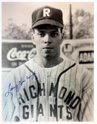 Larry Kimbrough Autographed Richmond Giants B&W 8x10 Photo imperfect- COA/Show Ticket-Powers Sports Memorabilia