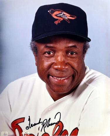 Frank Robinson Autographed Baltimore Orioles MLB 8x10 Photo imperfect- Tuff Stuff COA (HOF)-Powers Sports Memorabilia