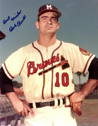 Bob Buhl Autographed Milwaukee Braves MLB Licensed 8x10 Photo imperfect- COA (1957 WS Champ)-Powers Sports Memorabilia