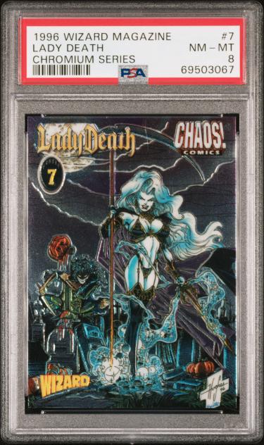 1996 Wizard Magazine Lady Death Chromium Series Card #7- PSA Graded 8 NM-MT-Powers Sports Memorabilia