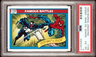 1990 Marvel Universe Spider-Man vs. Venom Card #106- PSA Graded 6 EX-MT-Powers Sports Memorabilia