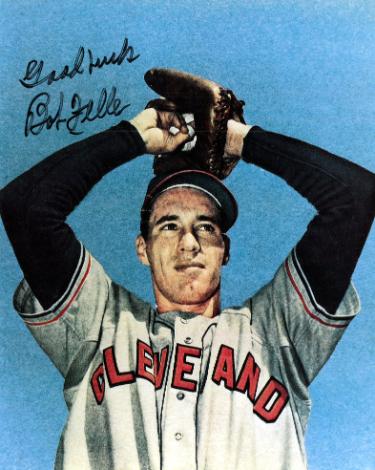 Bob Feller Autographed Cleveland 8x10 Portrait Photo w/ Good Luck- COA (HOF/3 No Hitters)-Powers Sports Memorabilia
