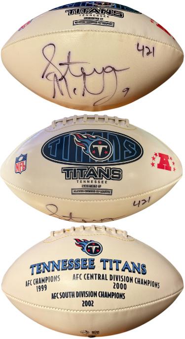 Steve McNair Autographed Tennessee Titans NFL/AFC Logo Fotoball Full Size WP Football #9 & 421?Çô Beckett Review (Air McNair/2003 MVP)-Powers Sports Memorabilia