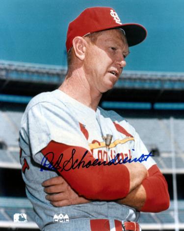 Red Schoendienst Autographed St. Louis Cardinals MLB 8x10 Photo minor dings - COA/HOF-Powers Sports Memorabilia