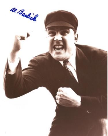 Al Barlick Autographed HOF Baseball Umpire Sepia Tone 8x10 Photo imperfect- COA-Powers Sports Memorabilia