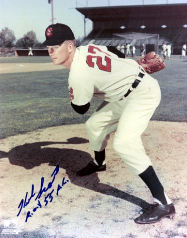 Herb Score Autographed Cleveland MLB Licensed 8x10 Photo w/ ROY 55 AL imperfect- COA-Powers Sports Memorabilia