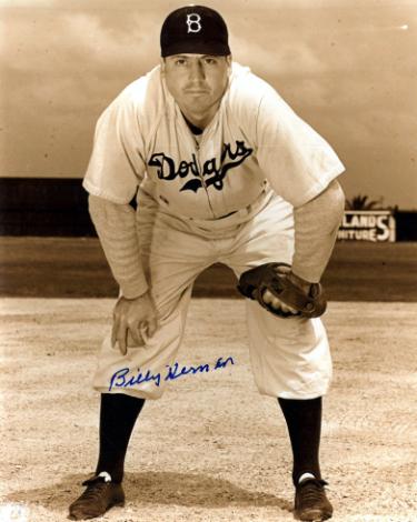 Billy Herman Autographed Brooklyn Dodgers MLB Sepia Tone 8x10 Photo- COA (HOF)-Powers Sports Memorabilia