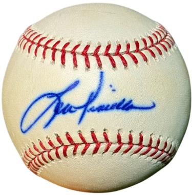 Lou Piniella Autographed Rawlings Official Major League Baseball sig bleed- COA-Powers Sports Memorabilia