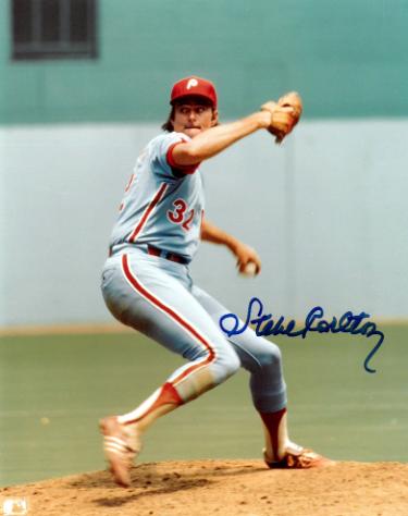 Steve Carlton Autographed Philadelphia Phillies MLB 8x10 Photo - Tuff Stuff COA (HOF)-Powers Sports Memorabilia