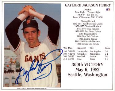 Gaylord Perry Autographed San Francisco Giants MLB 300th Victory 5/6/82 8x10 Photo/Card- COA/Ticket-Powers Sports Memorabilia