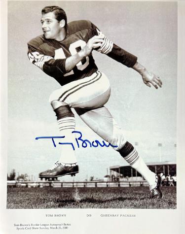 Tom Brown Autographed Green Bay Packers 8.5x11 Photo dings - COA/Ticket (3X NFL Champs)-Powers Sports Memorabilia