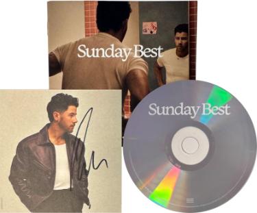 Nick Jonas Autographed 2026 Sunday Best 4x4 Photo Art Card with Album Cover Booklet & CD w/ Case- COA (Jonas Brothers) - CTBL_045267-Powers Sports Memorabilia